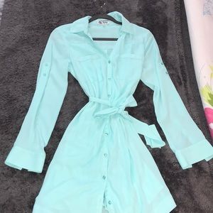 💠 Teal Button Up Shirt Dress- WORN ONCE